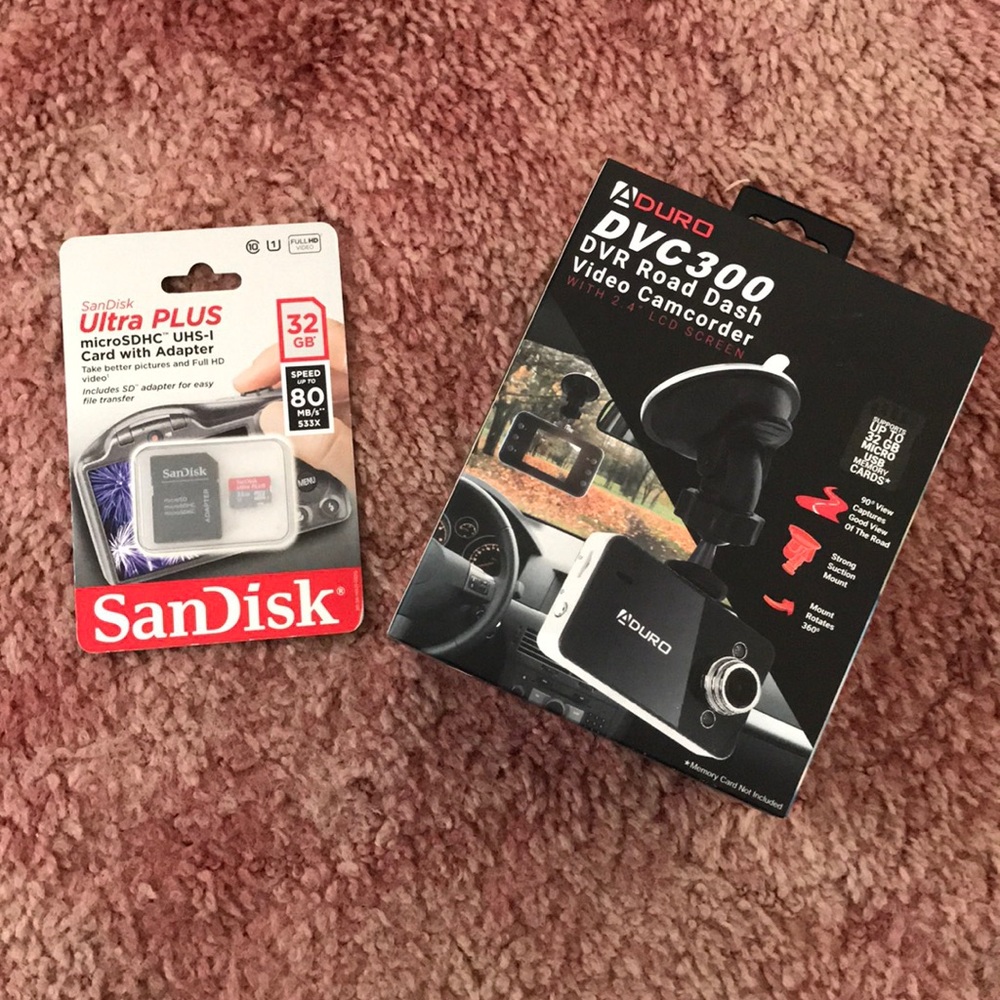 Dash cam with adapter
